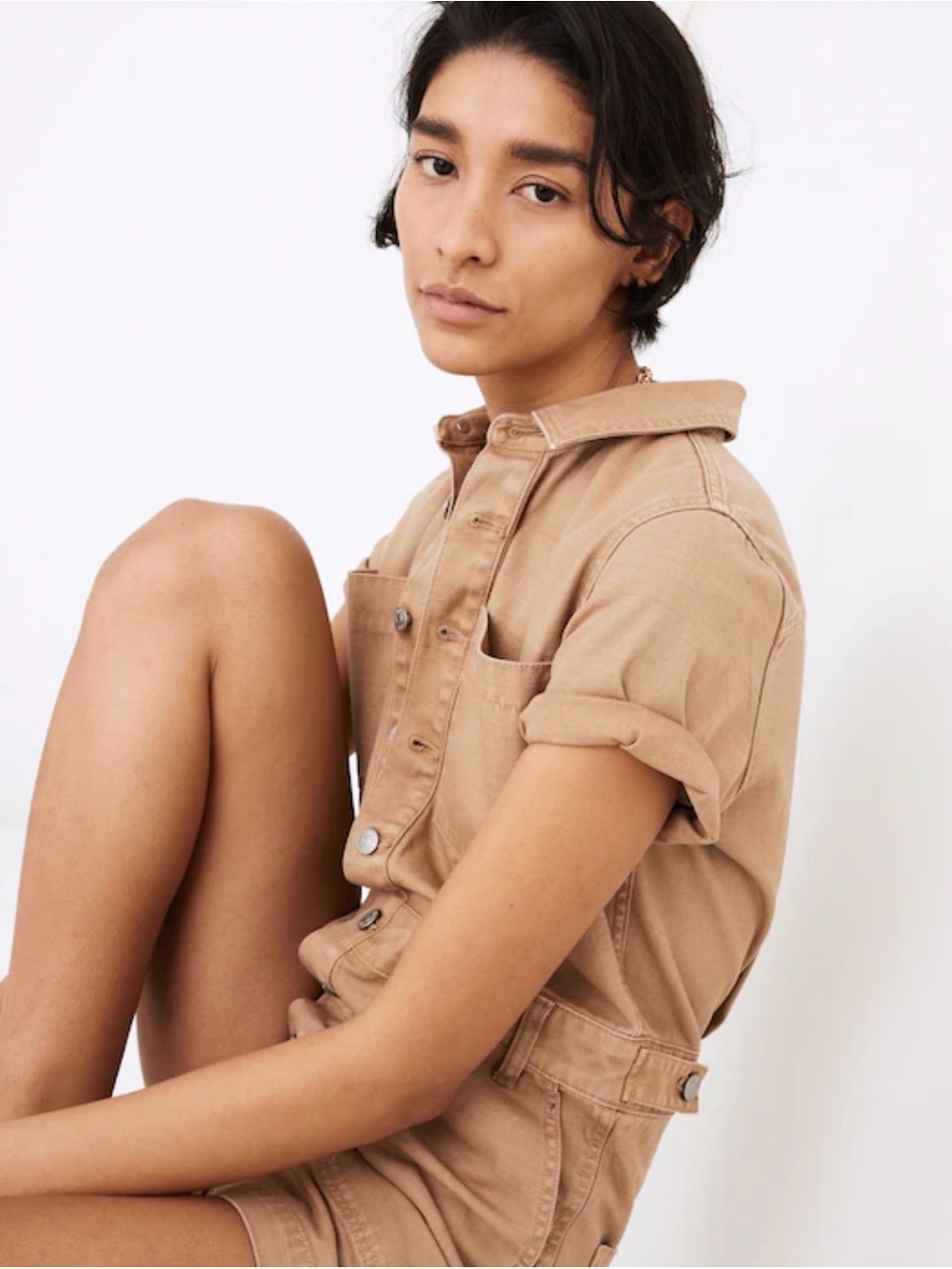 Madewell Garment-Dyed Relaxed Coverall Romper size Medium